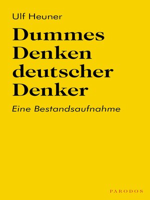cover image of Dummes Denken deutscher Denker